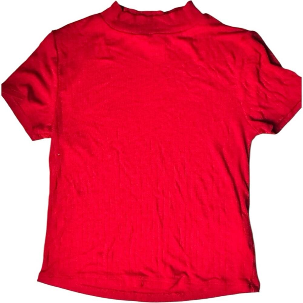 Forever 21 Women's Vibrant Red Short Sleeve Crop Top Sz S - Picture 2 of 7